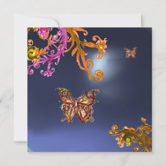 Invitation TOPAZE PAPILLON  BLEU, rose vif orange marron (Devant)