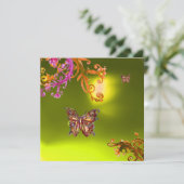Invitation TOPAZE PAPILLON JAUNE, rose orange brun vif (Debout devant)
