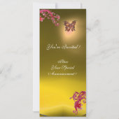 Invitation TOPAZE PAPILLON , jaune rouge rose violet vif (Dos)