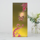 Invitation TOPAZE PAPILLON , jaune rouge vif rose violet (Debout devant)