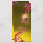 Invitation TOPAZE PAPILLON , jaune rouge vif rose violet (Devant / Derrière)