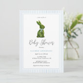 Invitation Topiary Bunny Blue Baby Boy Shower  (Debout devant)