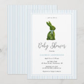 Invitation Topiary Bunny Blue Baby Boy Shower  (Devant / Derrière)