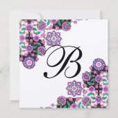 Invitation TOPKAPI BLACK BLACK DAMASK MONOGRAM or rose (Devant)