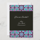 Invitation TOPKAPI BLUE BLACK DAMASK MONOGRAM rose vert (Dos)