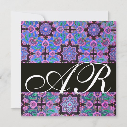 Invitation TOPKAPI BLUE BLACK ROSE DOMMASQUE vert MONOGRAM (Devant)