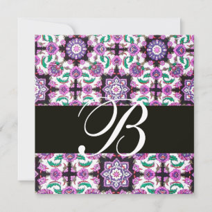 Invitation TOPKAPI DAMASK MONOGRAS noir blanc rose vert