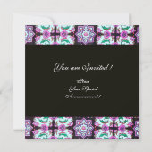 Invitation TOPKAPI DAMASK MONOGRAS noir rose bleu vert (Dos)
