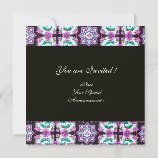 Invitation TOPKAPI DAMASK MONOGRAS noir rose bleu vert (Dos)