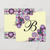 Invitation TOPKAPI NOIR BLANC DAMASQUE MONOGRAMME rose argent (Devant / Derrière)