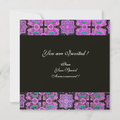Invitation TOPKAPI PURPLE BLACK DAMASK MONOGRAM rose vert (Dos)