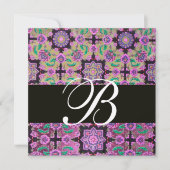 Invitation TOPKAPI ROSE NOIR DAMASK MONOGRAM gris vert (Devant)