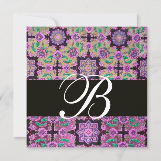 Invitation TOPKAPI ROSE NOIR DAMASK MONOGRAM gris vert (Devant)
