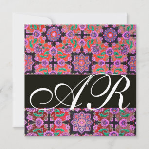 Invitation TOPKAPI ROUGE ROUGE DOMMASQUE MONOGRAM jaune