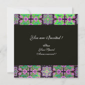 Invitation TOPKAPI VERT NOIR DAMAS MONOGRAMME rose bleu (Dos)