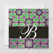 Invitation TOPKAPI VERT NOIR DOMMASQUE MONOGRAM rose bleu (Devant)