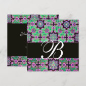 Invitation TOPKAPI VERT NOIR DOMMASQUE MONOGRAM rose bleu (Devant / Derrière)