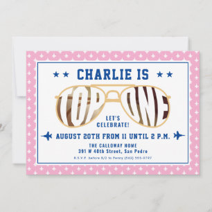 Invitation TopOne Rose Pilote de combat thème premier anniver