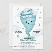 Invitation Tornade bleu mignonne Thème 4ème anniversaire Fête (Devant)