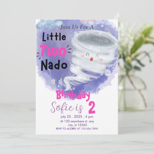 Invitation Tornado Rose Girls 2 Anniversaire Deux Nado Invita (Debout devant)