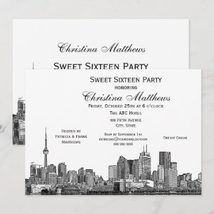 Invitation Toronto Etch DIY BG Color Sweet 16 Wht