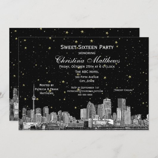 Invitation Toronto Etch Starry do-it-yourself BG Couleur Swee (Devant / Derrière)