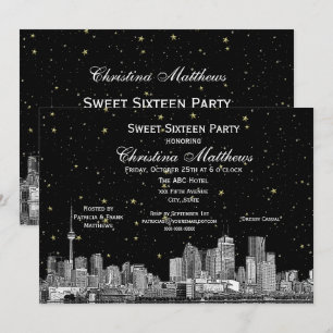 Invitation Toronto Gravure Étoilé DIY Fond de couleur Douce 1