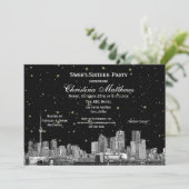 Invitation Toronto Gravure Étoilée DIY Fond de Couleur Douce (Debout devant)
