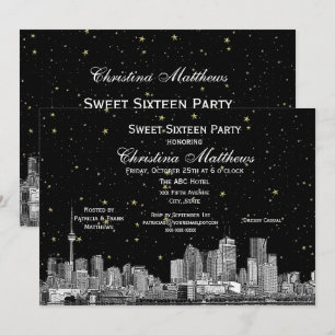 Invitation Toronto Gravure Étoilée DIY Fond de Couleur Douce 