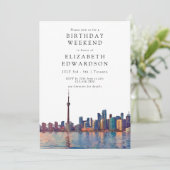 Invitation Toronto Skyline Aquarelle Anniversaire Week-end (Debout devant)
