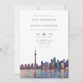 Invitation Toronto Skyline Destination Photo Wedding (Devant)