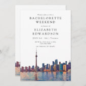 Invitation Toronto Skyline Watercolor Bachelorette Weekend (Devant / Derrière)