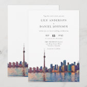 Invitation Toronto Skyline Watercolor Elegant Wedding (Devant / Derrière)