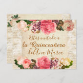 Invitation Torre Eiffel élégant lamentable de la Quinceanera (Devant / Derrière)