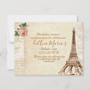 Invitation Torre Eiffel élégante lamentable de la Quinceanera