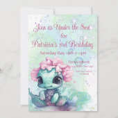 Invitation Tortue 3e anniversaire, sous la mer (Devant)