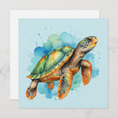 Invitation Tortue à peinture mignonne (Devant / Derrière)