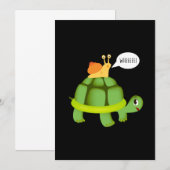 Invitation Tortue adorable de l'escargot (Devant / Derrière)