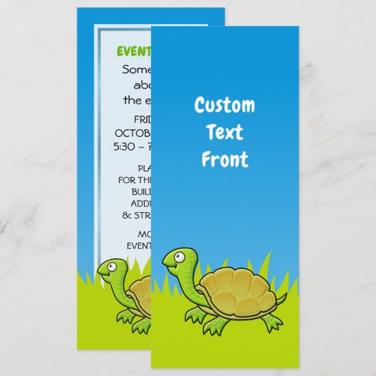 Invitation Tortue caricaturale (Devant / Derrière)