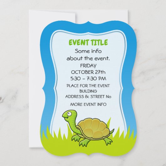 Invitation Tortue caricaturale (Dos)