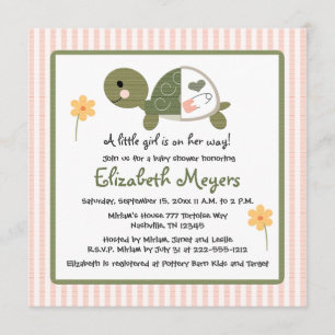 Invitation Tortue dans le rose d'invitations de baby shower