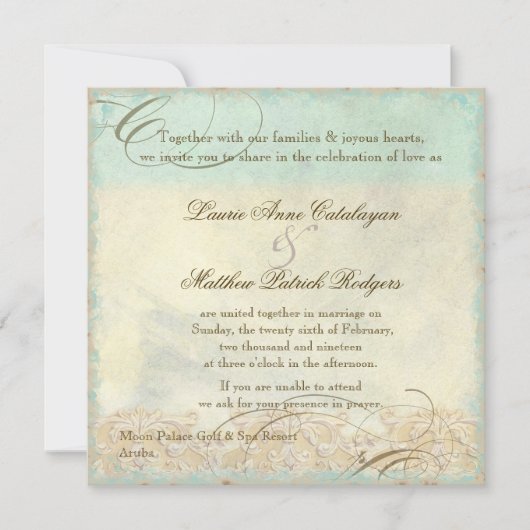 Invitation Tortue de mer d'Aruba Plage côtière moderne (Devant)