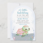 Invitation Tortue de mer Hatchling Girl Baby shower Arche ros (Devant)