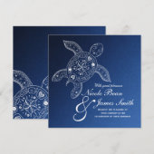 Invitation Tortue de mer hawaïenne blanche sur mariage de pla (Devant / Derrière)