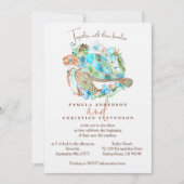 Invitation Tortue de mer, Mariage de couronne bleu tropical (Devant)