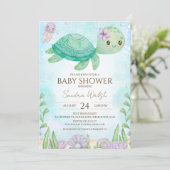 Invitation Tortue de mer sous le Baby shower marin (Debout devant)