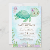 Tortue de mer sous le Baby shower marin