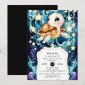 Invitation Tortue des enfants colorée Anniversaire (Devant / Derrière)