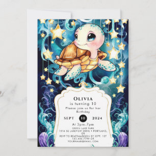 Invitation Tortue des enfants colorée Anniversaire