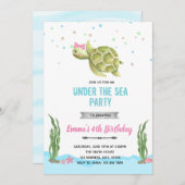 Invitation tortue fille sous la mer (Devant / Derrière)